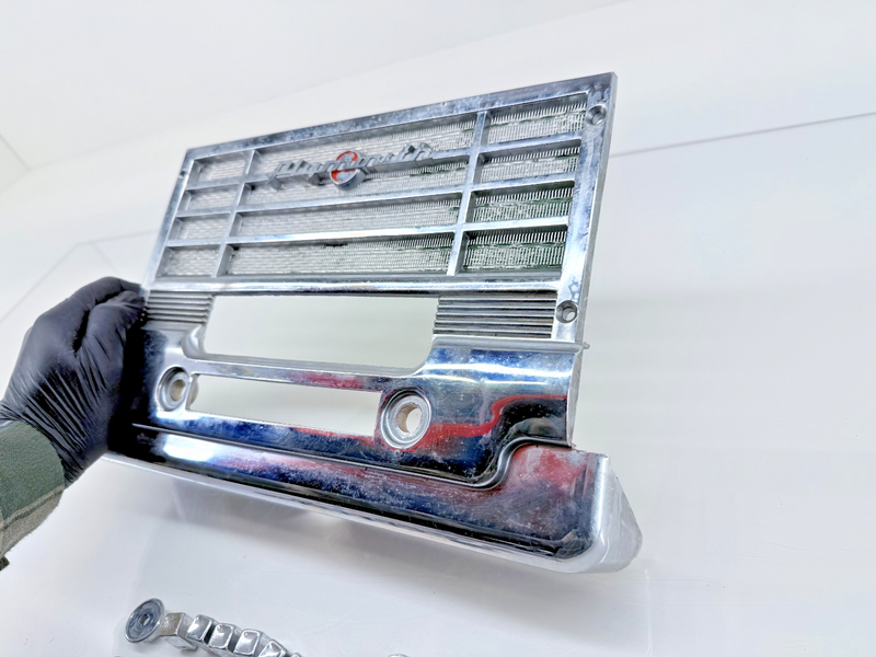 Vintage RARE OEM Mopar Plymouth CHROME RADIO BEZEL with BUTTONS & KNOBS C32-9