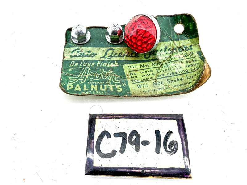 NOS 1940S 1950S ACORN PALNUTS LICENSE FASTENERS CARD RED JEWEL Rat Rod C79-16