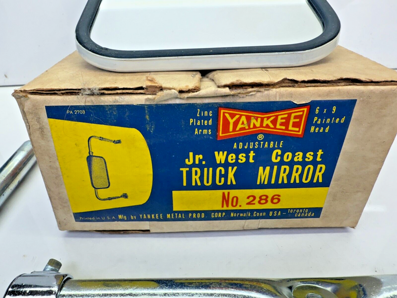 NOS Vintage Rare Painted 6x9 Yankee Truck Mirror Model 286 Mint In BOX C20-30