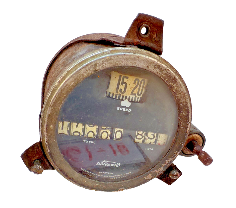 Vintage OEM STEWART  1910 - 1920' Magnetic Type Speedometer Speed Total B61-18