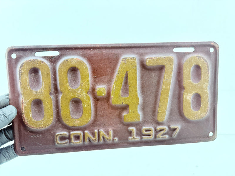 Original Paint 1927 CT 88-478 Connecticut License Plate Garage Metal Sign C47-10