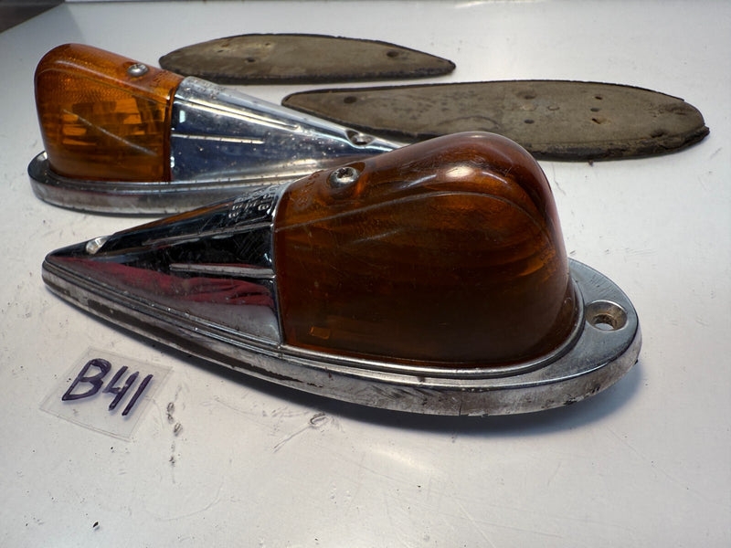 OEM METAL KD518 SAE CHROME MARKER CAB LIGHT AMBER LENS TRUCK PICKUP SEMI B41-1