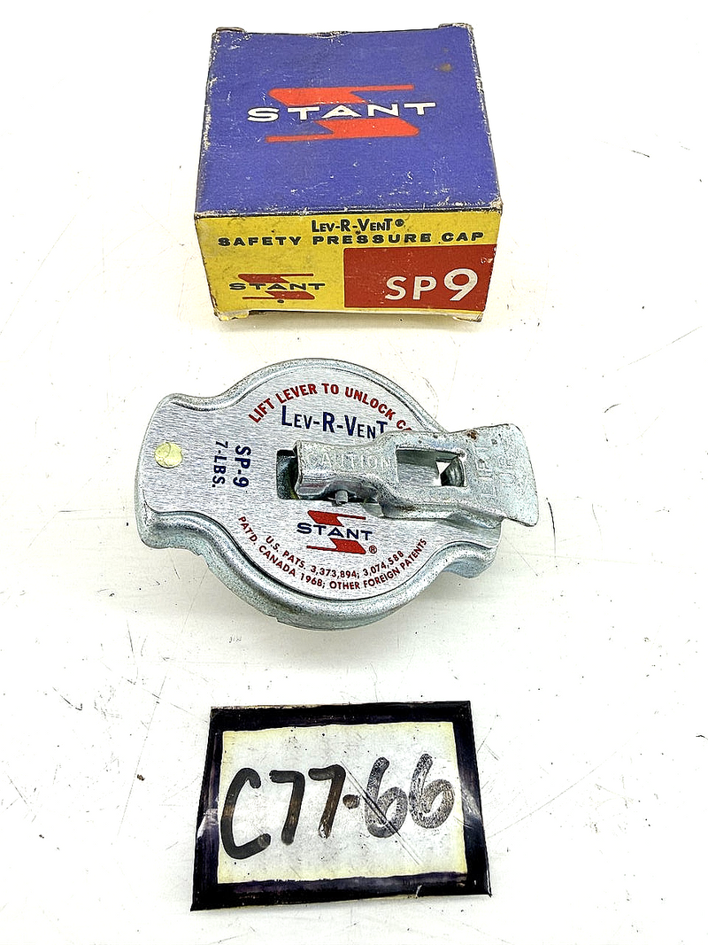 NOS STANT 1952 - 1962 CORVETTE SAFETY PRESSURE RADIATOR CAP 7 LBS SP-9 C77-66