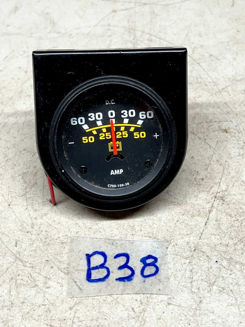 Vintage Amp Ammeter Gauge Black with Mounting Plate Hot Rat Rod B38-7