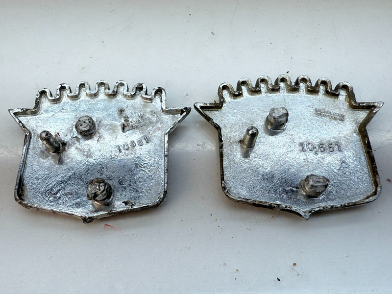 OEM 1960's - 1970's CADILLAC PAIR of Crest Wheelcover Badge Emblem 10661 E5-42