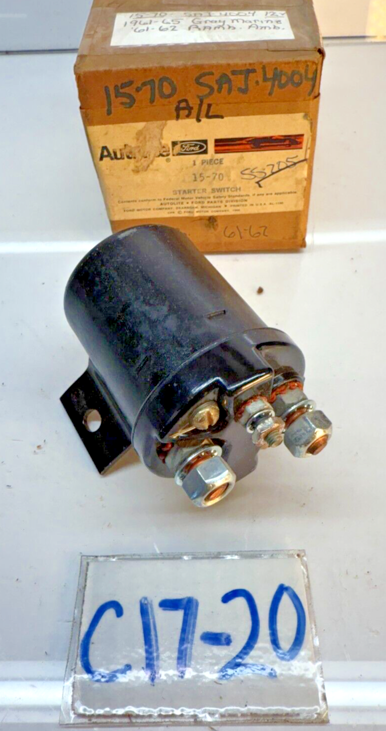 NOS Vintage Autolite Starter Solenoid 15-70 Chrysler Plymouth SS-205 C17-20