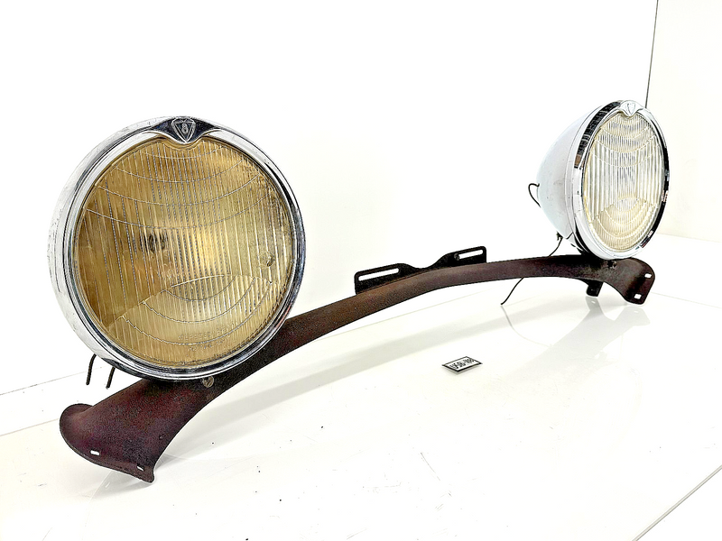 RARE OEM 1930's CM HALL HEADLAMPS & MOUNT BAR HEAD LIGHTS HOT RAT ROD U5B-118