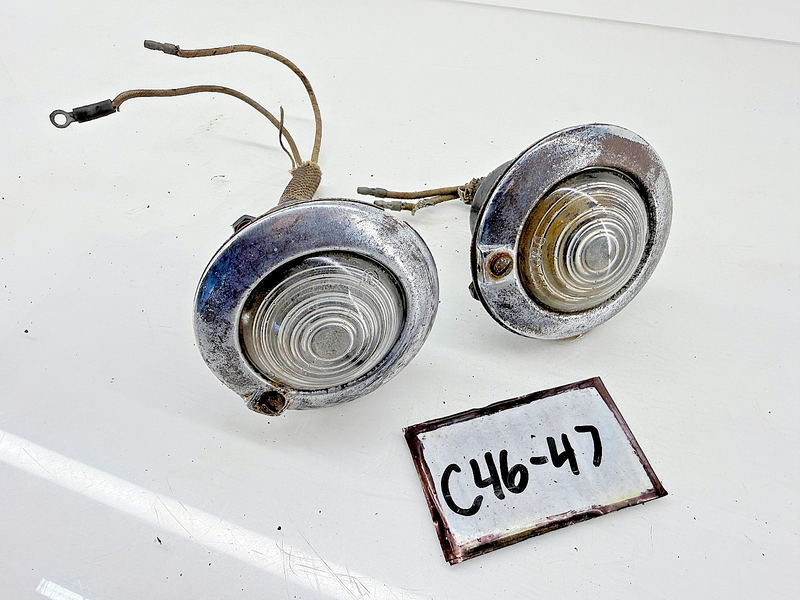 Original Jeep Willys DODAM PAIR Parking Turn Signal Lights Lens Bezels C46-47
