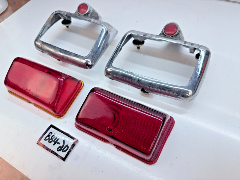 OEM 1946 1947 1948 DODGE DELUXE D24 Chrome Taillight Bezels & Red Glass B84-20