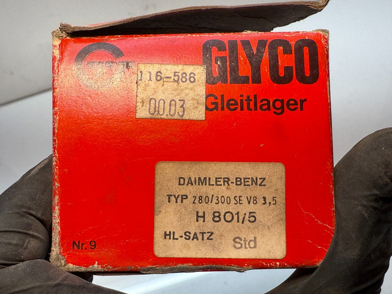 GLYCO Crankshaft Main Bearing Set 1165860003 Mercedes 380SL 560SL 450SL C15-2