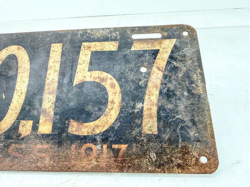 Orig. Paint 1917 60157 Massachusetts License Plate Sign MA 60 157 O-505