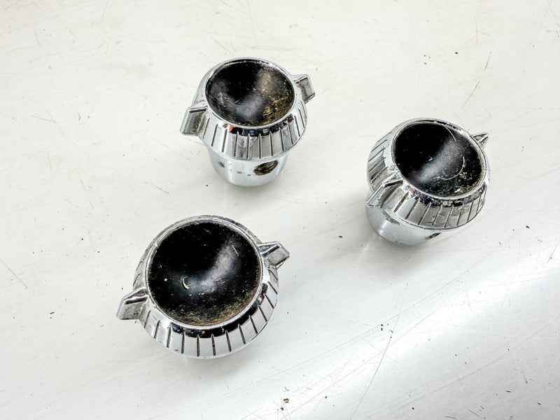 OEM 1961 1962 CHRYSLER CHROME DASH KNOBS SET OF 3 BLACK FACE C67-71