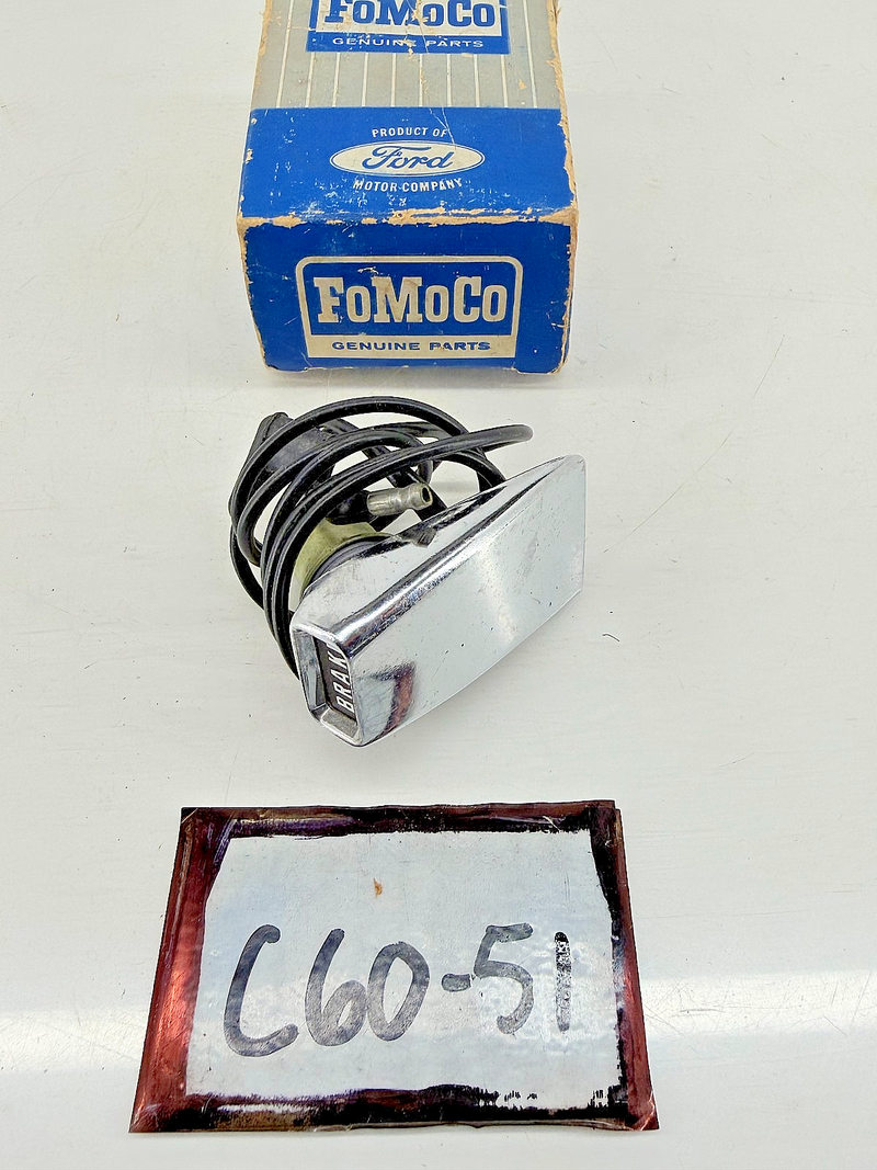 NOS 1966 Mercury Cyclone Comet Chrome Hand Brake Warning Light FoMoCo 66 C60-51