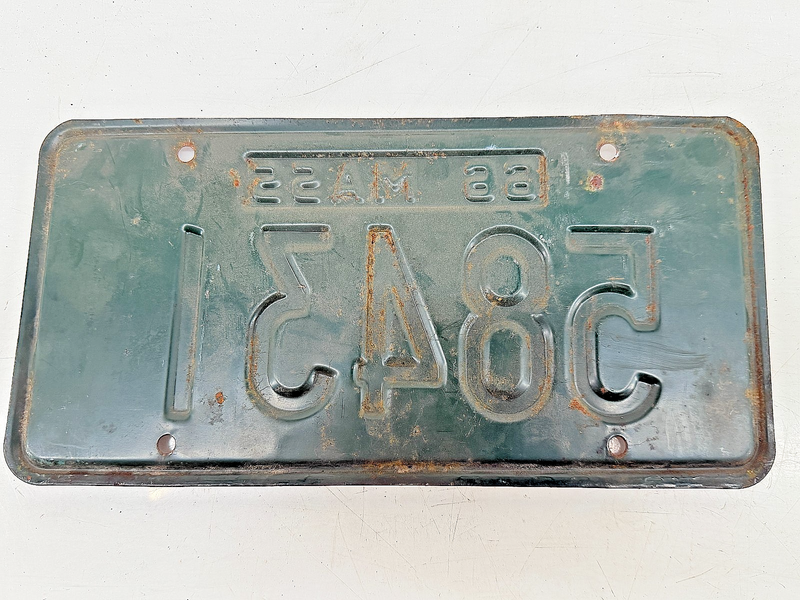 Orig. Paint 1966 58431 Massachusetts License Plate Sign MA 58431 C76-92