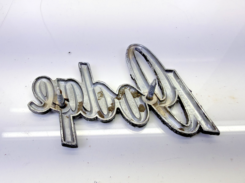 Vintage OEM Dodge Script Emblem Badge Metal 1950s 1960s Mopar 2956722 E8-98