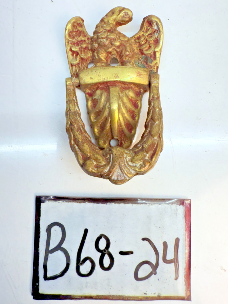 VINTAGE ANTIQUE 1900's BRASS VICTORIAN Eagle SALVAGED DOOR KNOCKER 3" B68-24