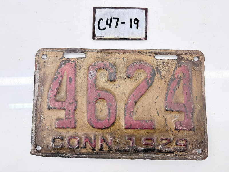 Original Paint 1929 CT 4624 Connecticut License Plate Garage Metal Sign C47-19