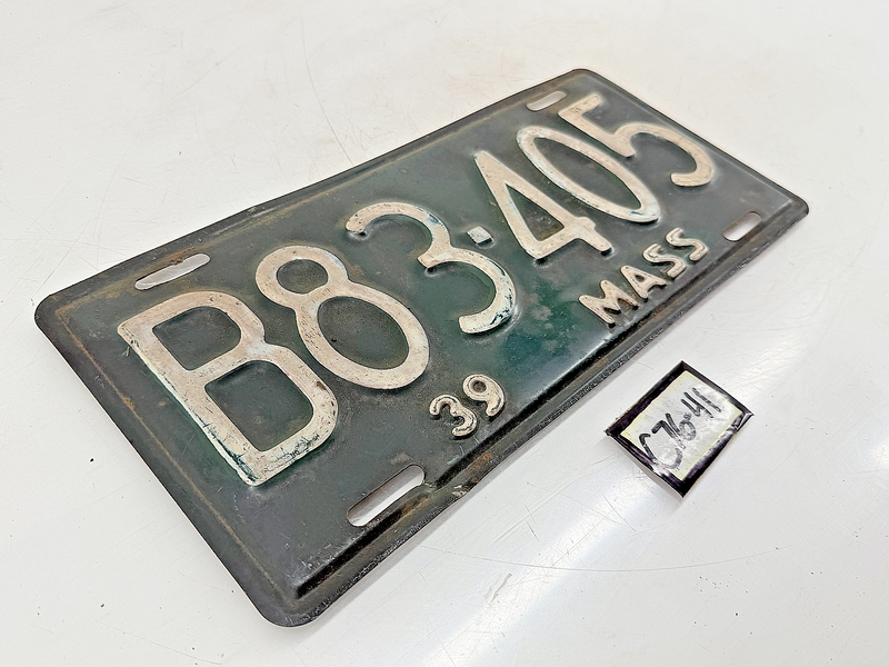 Orig. Paint 1939 B83405 Massachusetts License Plate Sign MA B83-405 C76-41