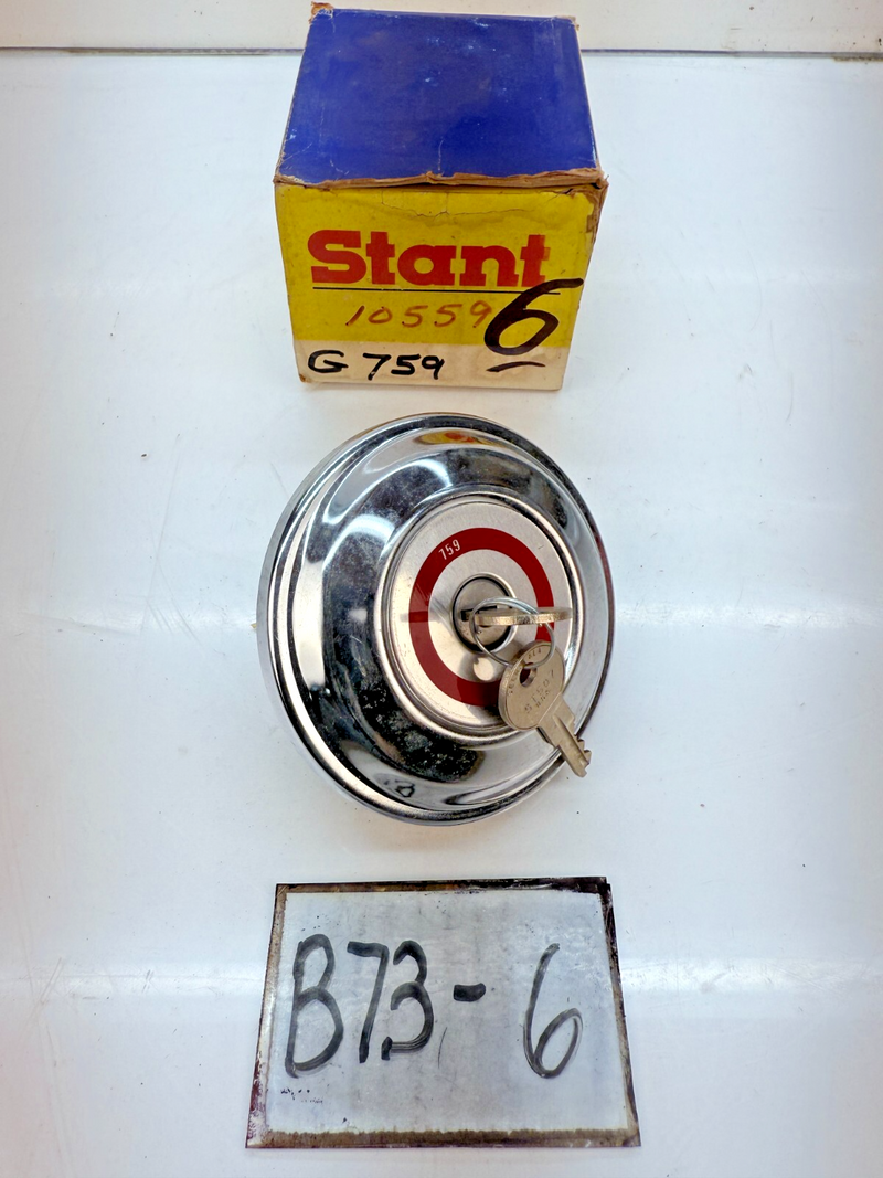 NOS STANT 10559 G759 Locking Fuel Tank Cap Gas Cap & Keys Vintage Chrome B73-6
