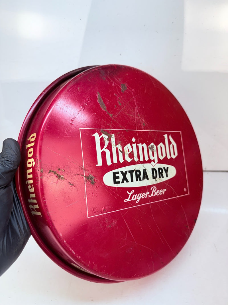Vintage ORIGINAL Rheingold Beer Metal Serving 13" Tray Mancave BAR Tray-5