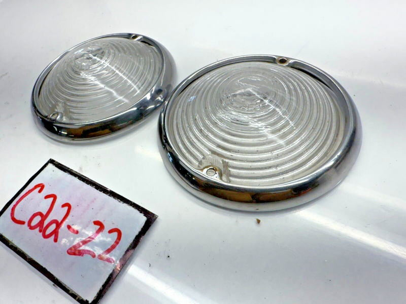 VINTAGE OEM 1953 CHEVY PAIR BACKUP LIGHT LENS BEZELS GUIDE F1-53 53 C22-22