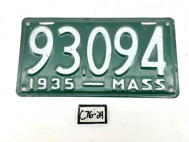 Vintage 1935 93094 Massachusetts License Plate Sign MA 93.094 C76-24