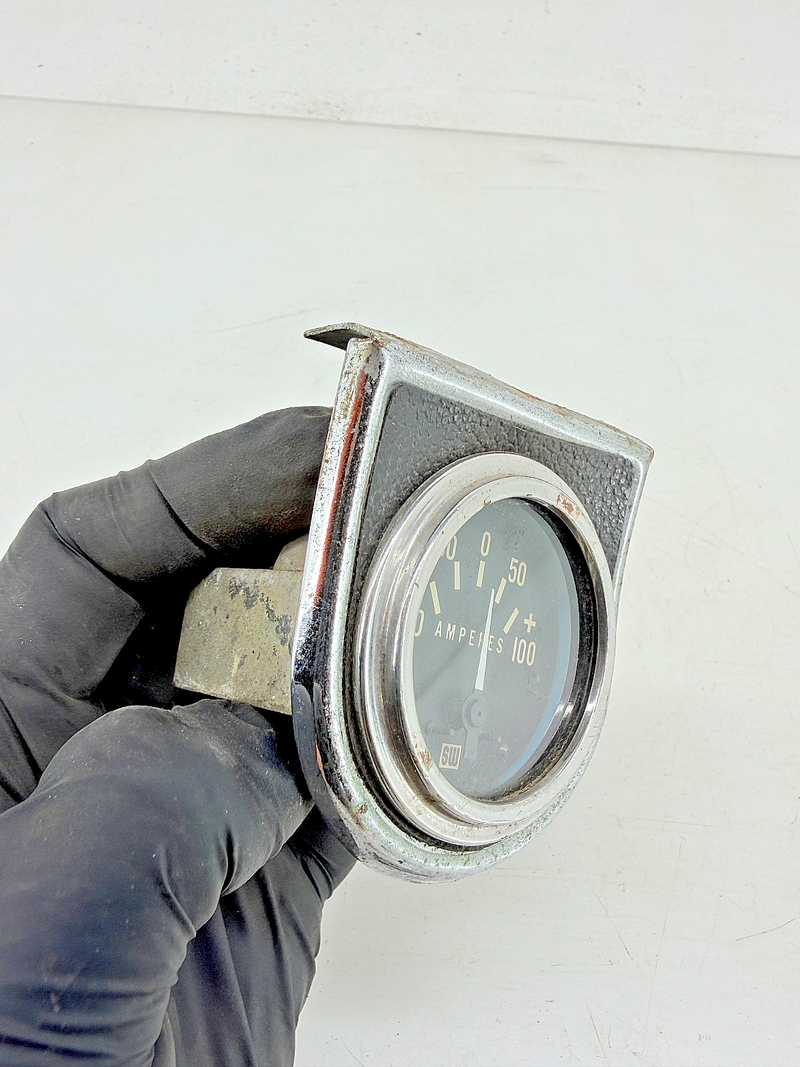 Vintage 1950s Hot Rod Stewart Warner Ammeter 100 Amp Teardrop Pod 827508 C39-49