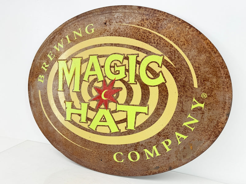Rare Vintage 1990's Magic Hat Brewing Double Sided Oval Metal Sign Vermont Beer