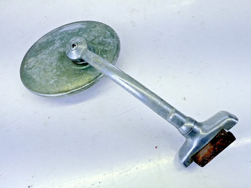 Vintage 4" Clamp On Door RAT ROD ROUND Mirror **GREAT PATINA** C27-24