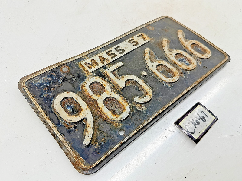 Vintage 1957 985666 Massachusetts License Plate Sign MA 666 C76-67