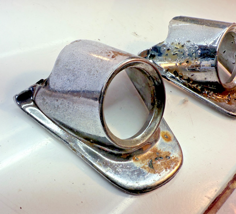 OEM 1960 Chevy Impala El Camino PAIR Chrome Windshield Wiper Escutcheon 60 B60-3