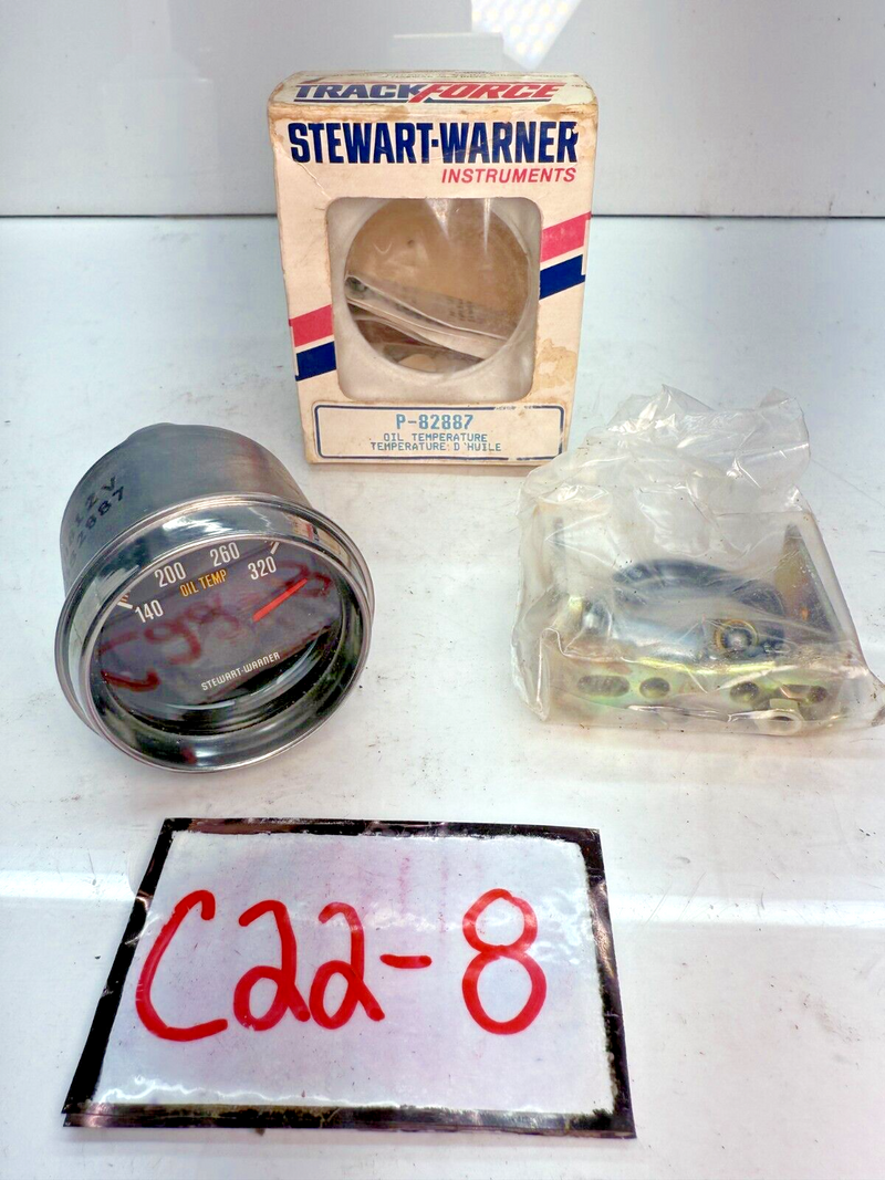 NOS Vintage Stewart Warner  Electric Oil Temperature Gauge P-82887 C22-8