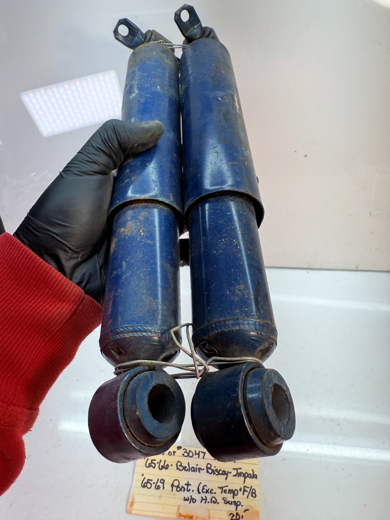 NOS 1965 -1969 Chevy Impala Biscayne Bel Air Caprice Rear Shock Pair 3047 B56-41