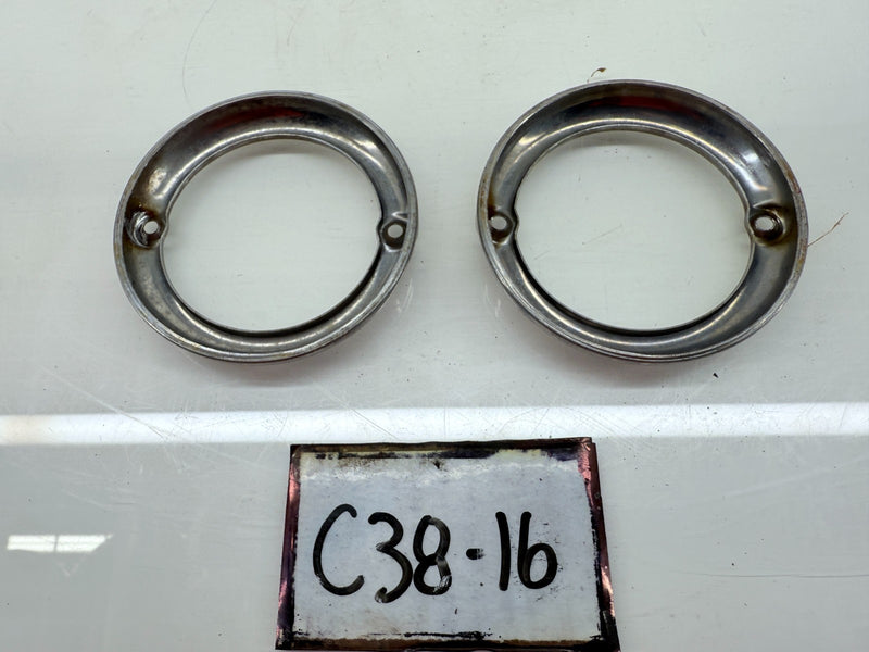 ORIGINAL PAIR CHROME GRILL BEZELS WILLYS JEEP CJ3B & TRUCKS C38-16
