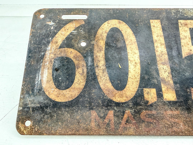 Orig. Paint 1917 60157 Massachusetts License Plate Sign MA 60 157 O-505