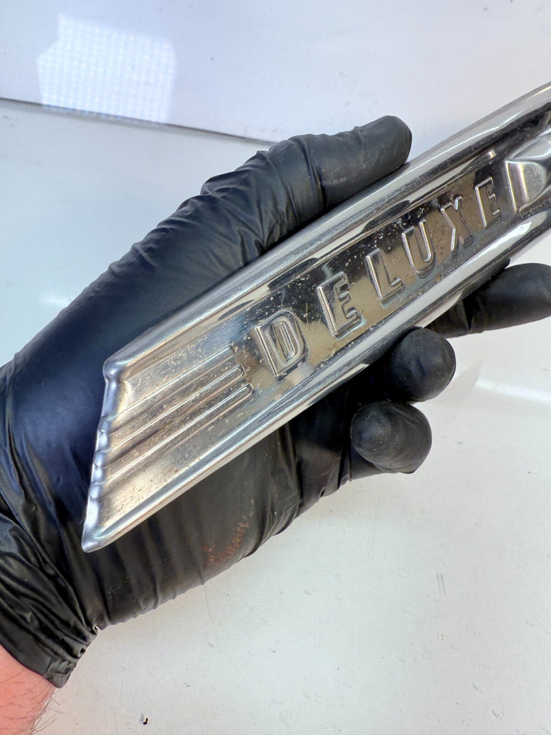 OEM 1951 FORD DELUXE SPEAR EMBLEM TRIM BADGE STAINLESS 51 B59-19