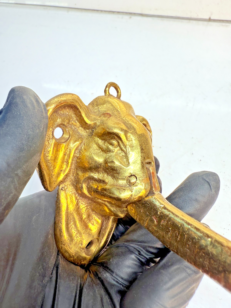 VINTAGE ANTIQUE BRASS ELEPHANT LONG TRUNK DOOR KNOCKER 7" B68-17