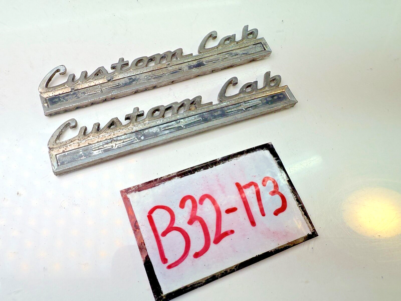 OEM 1968 - 1972 Ford Custom Cab Truck Emblem Badge PAIR Custom B32-173