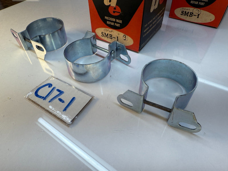 (3) NOS VINTAGE SMB-1 Chrome Coil Mount Bracket FAIRLANE Mustang Bronco C17-1