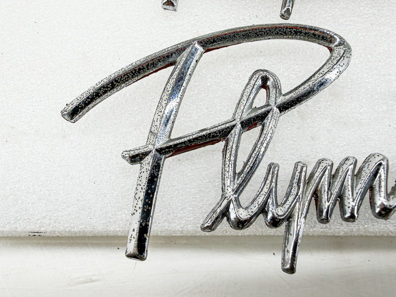 Vintage 1959 1960 PLYMOUTH SCRIPT EMBLEM PAIR MOPAR 1902613 E10-78