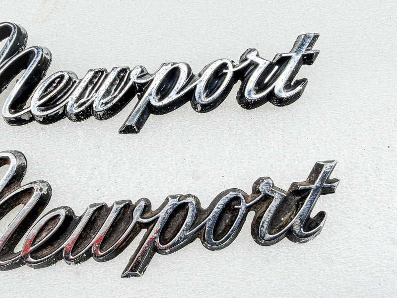 OEM 1966 - 1971 CHRYSLER NEWPORT SCRIPT EMBLEMS MOPAR 2901358 2605362 E10-66