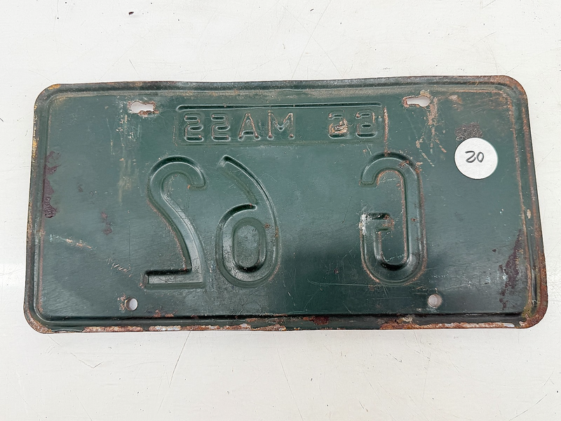 Orig. Paint 1966 G62 Massachusetts License Plate Sign MA G62 C76-91