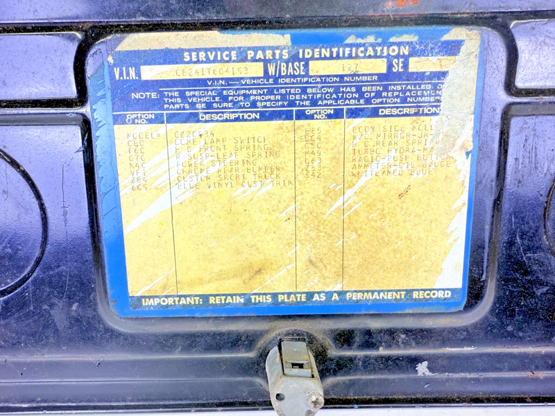 OEM 1967 - 1972 Chevy Pickup C10 Truck Glove Box Door GM w/ Build Sheet C26-5