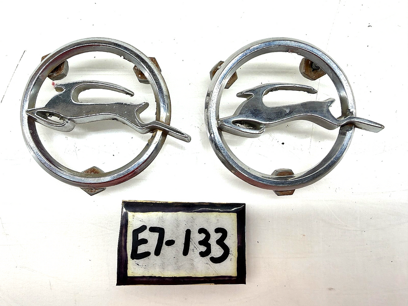 OEM 1964 Chevrolet Impala Rear Quarter Panel Fender Emblem Pair 4413012 E7-133