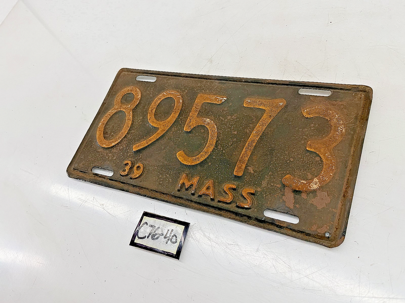 Vintage 1939 89573 Massachusetts License Plate Sign MA 89573 C76-40