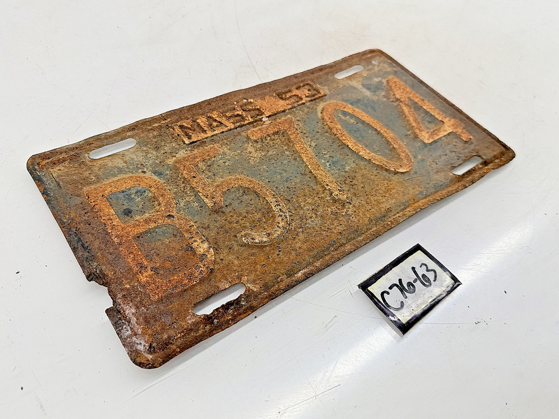 Vintage 1953 B5704 Massachusetts License Plate Sign MA B5704 C76-63