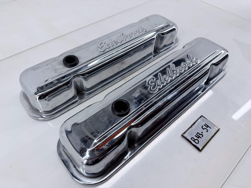 1960s - 1970s Pontiac Edelbrock Chrome Valve Covers 326 389 400 455 B43-54