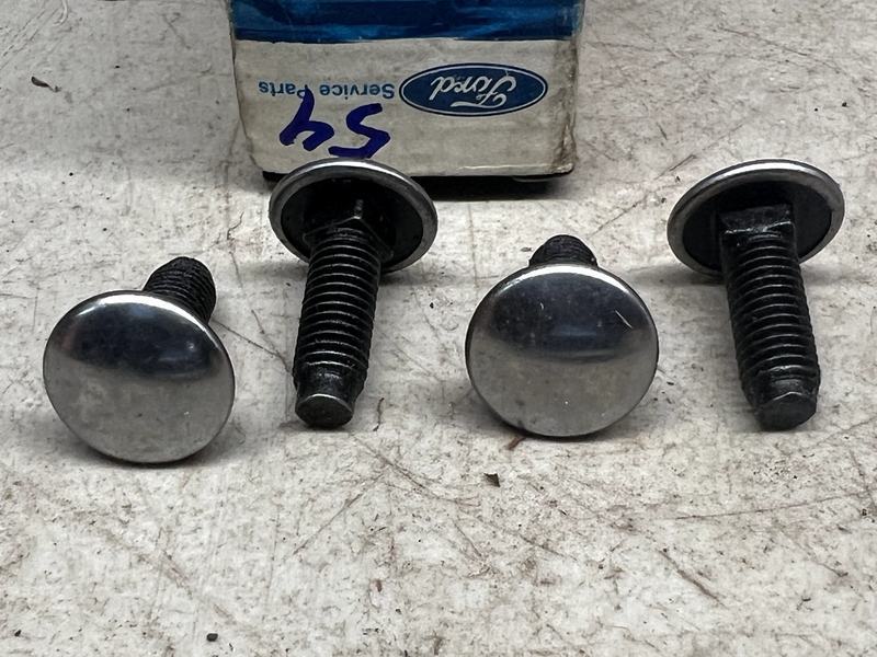 4- NOS FORD BUMPER BOLT SPUN STAINLESS HEAD CAP N800744-S101 M8X1.25X25MM B28-54