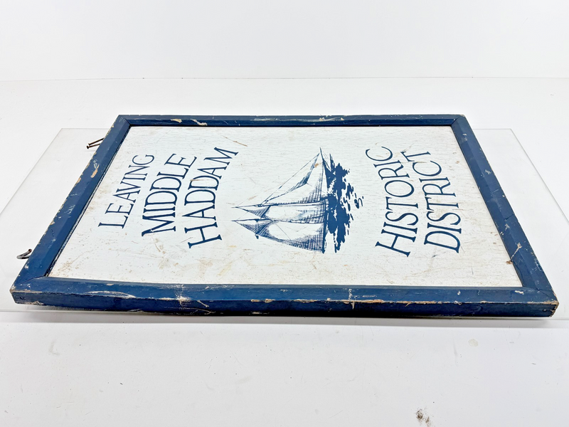 Vintage 2-Sided 2'x3' Wood Sign Entering/Leaving Middle Haddam Historic District