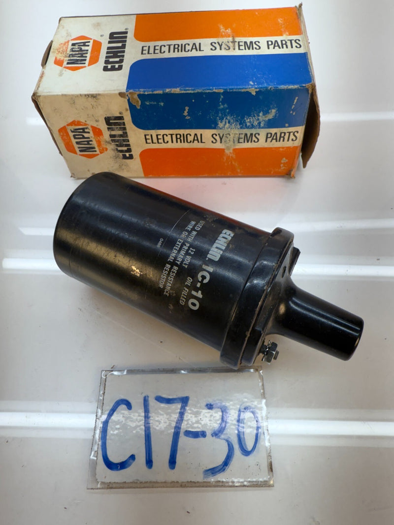 NOS GM Napa Echlin 1C-10 Ignition Coil External Resister Oil Filled C17-30